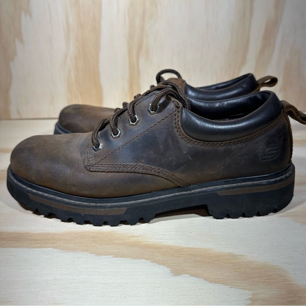 Skechers Brown Leather Work Shoes Men’s Size 8.5